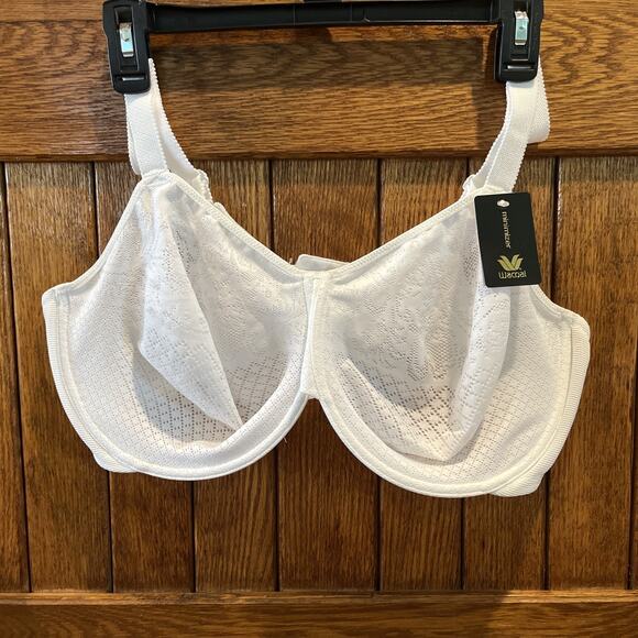Wacoal Minimizer Bra 44DD Sheer Lace Underwire White 3 Hooks Style #857210 NWT - Picture 2 of 8